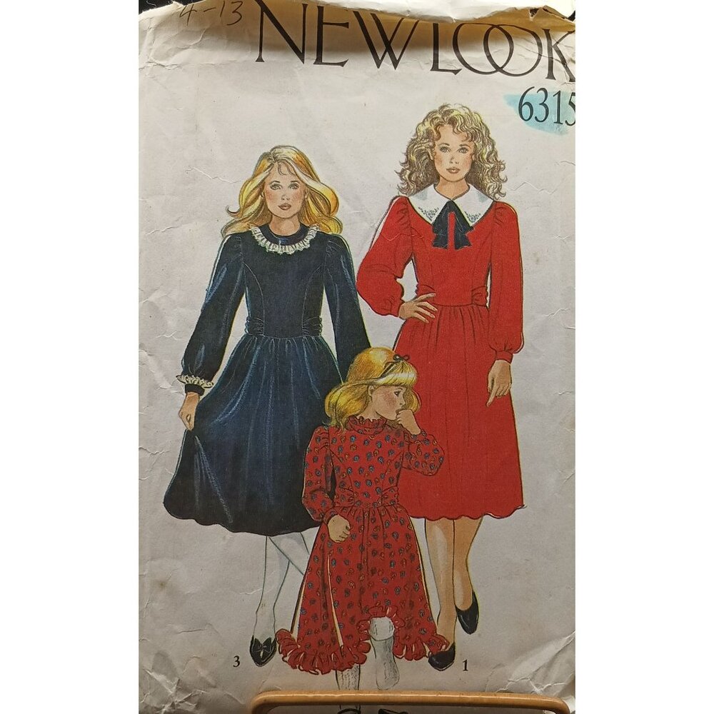 New Look 6315 Vintage Dress Sewing Pattern For Girls Dresses Sizes 4-14